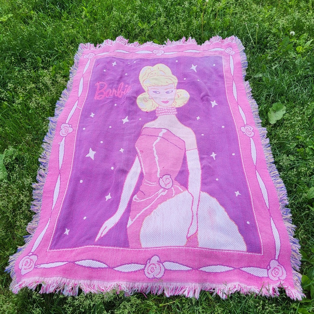 Barbie Enchanted Evening Pink Beacon Blanket Throw 100% Cotton, 48 X 70"
